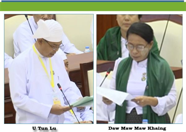 (က)- ဦးမောင်ရွှေ (လွိုင်ကော် မဲဆန္ဒနယ်) အစား ဒေါ်မော်မော်ခိုင် (ဒီးမော့ဆို မဲဆန္ဒနယ်)-မေးခွန်း